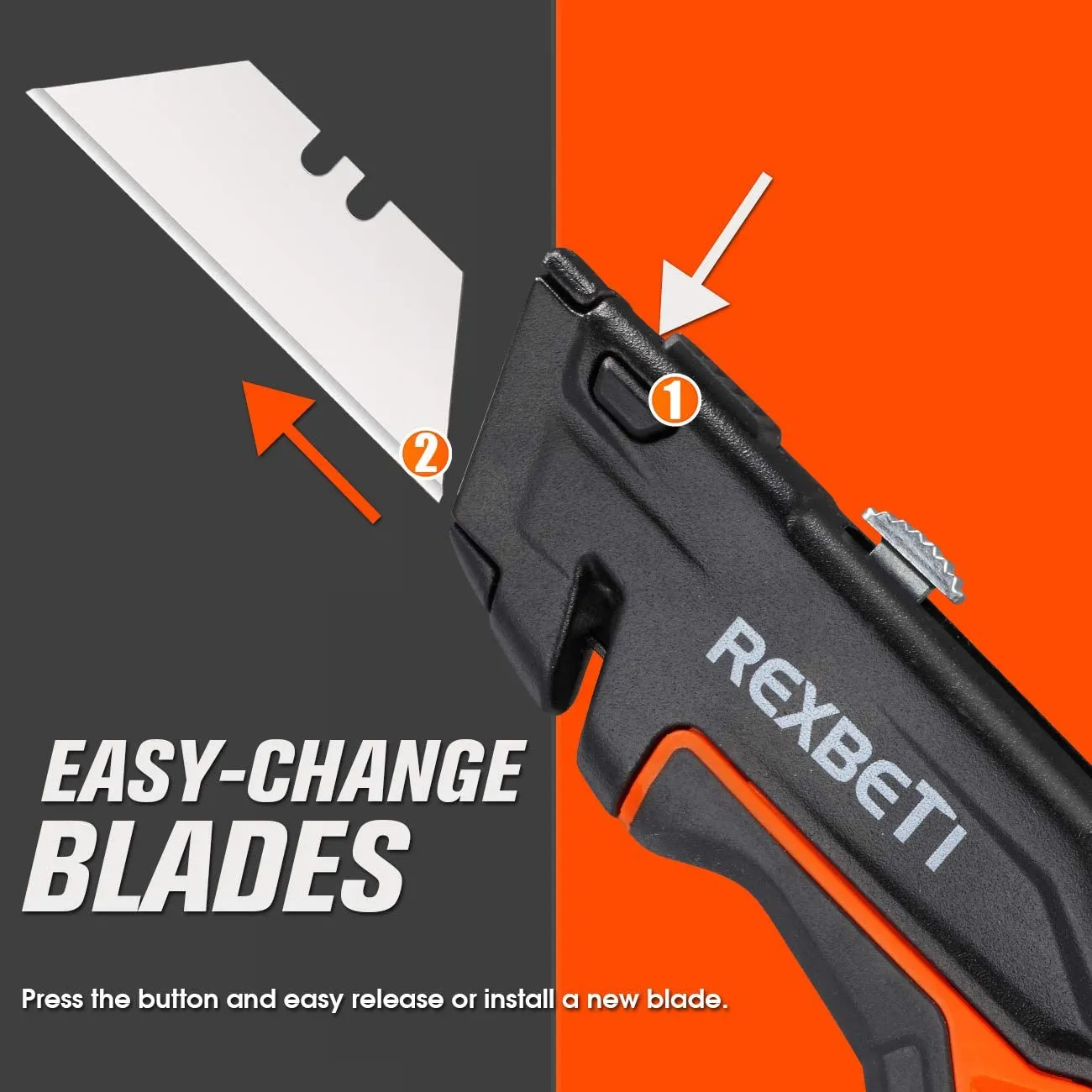 REXBETI 2-Pack Folding Utility Knife Heavy Duty Retractable Box Cutter