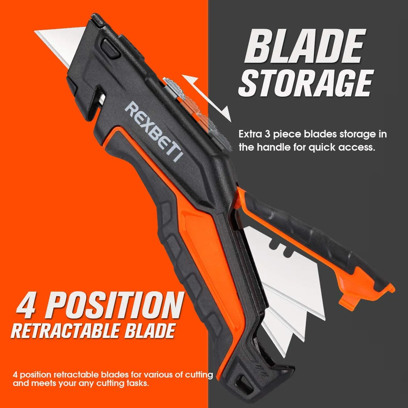 REXBETI 2-Pack Folding Utility Knife Heavy Duty Retractable Box Cutter