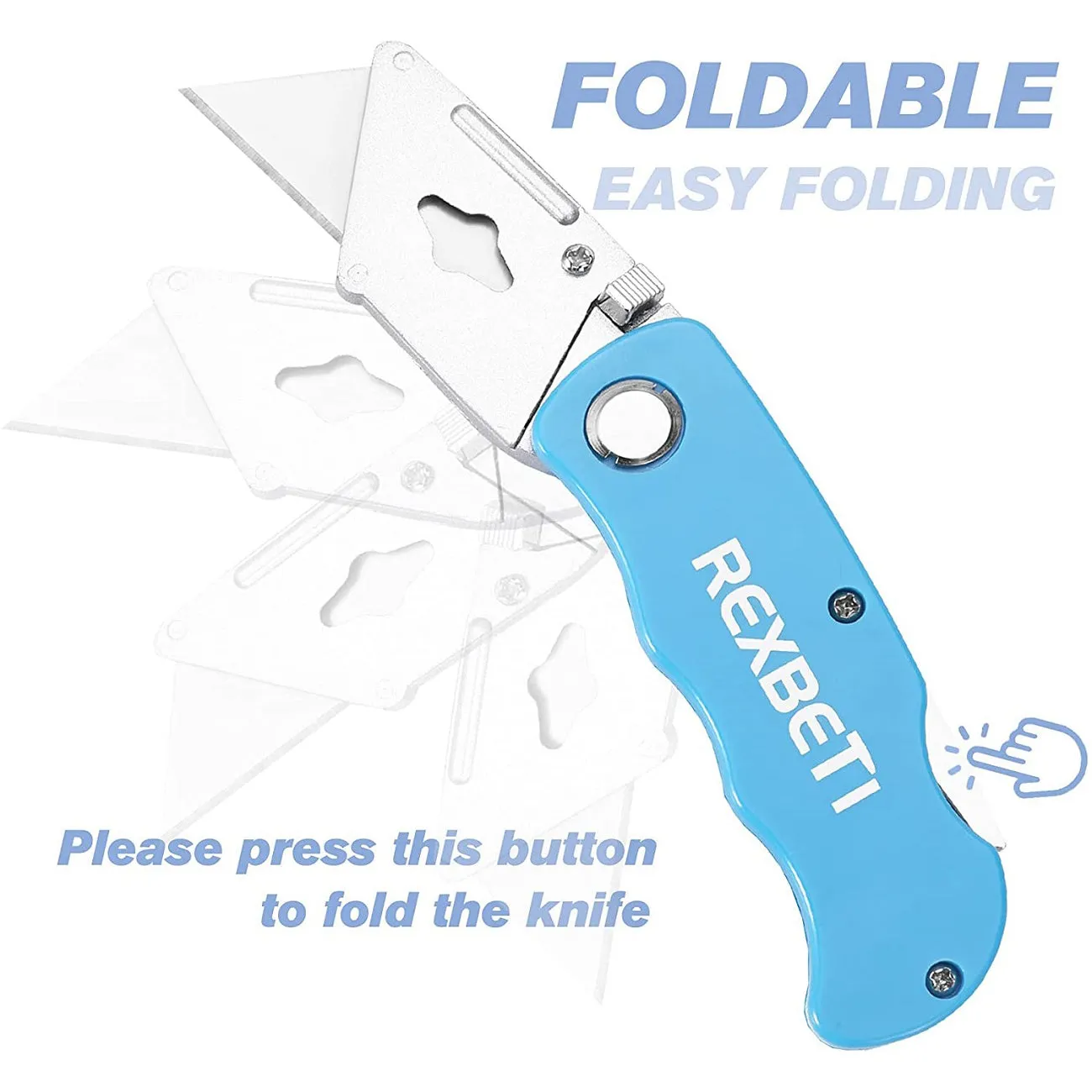 REXBETI 4-Pack Folding Utility Knife Quick-change SK5 Box Cutter