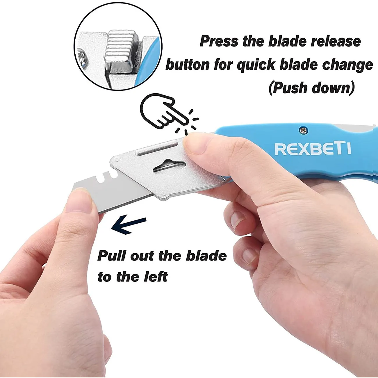 REXBETI 4-Pack Folding Utility Knife Quick-change SK5 Box Cutter