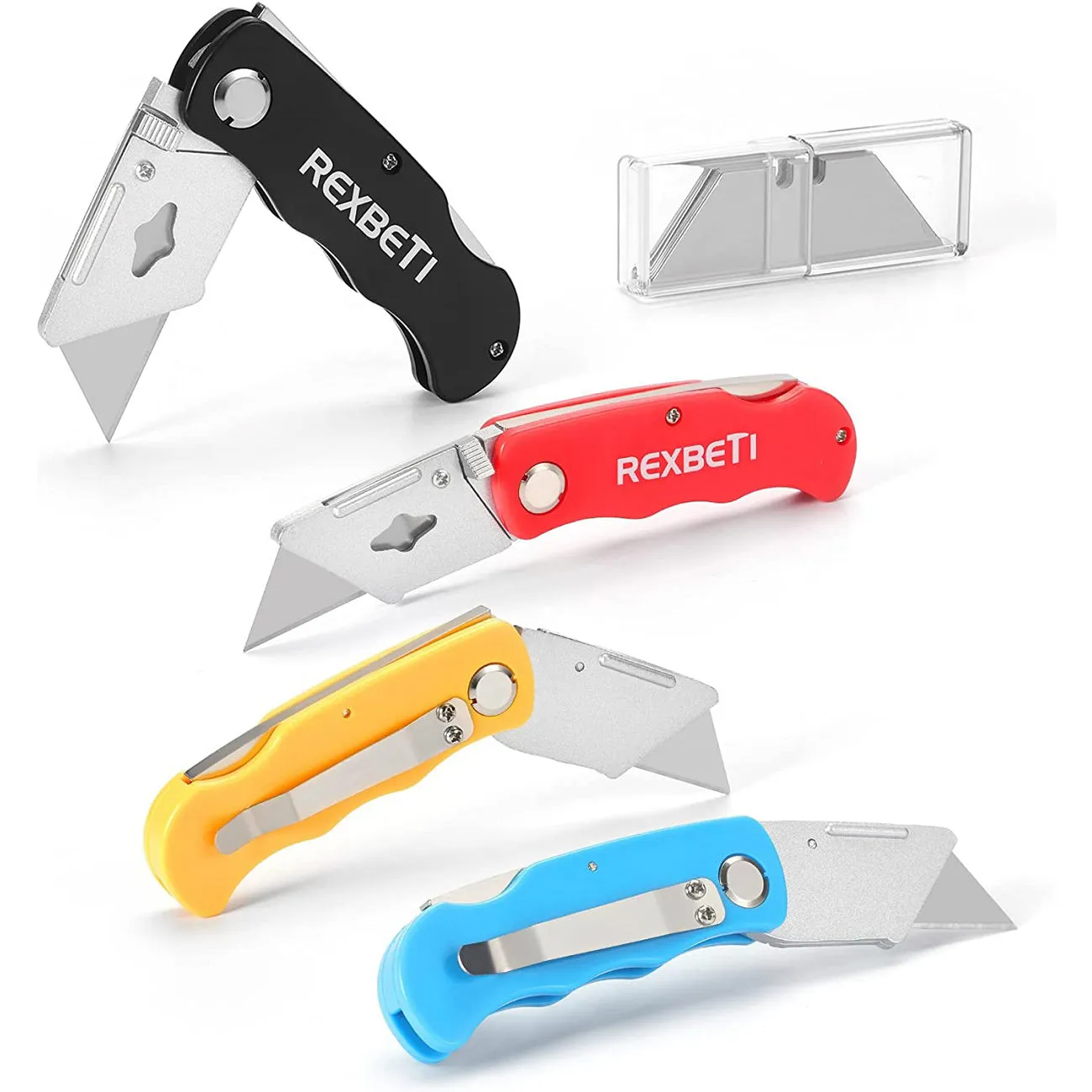 REXBETI 4-Pack Folding Utility Knife Quick-change SK5 Box Cutter