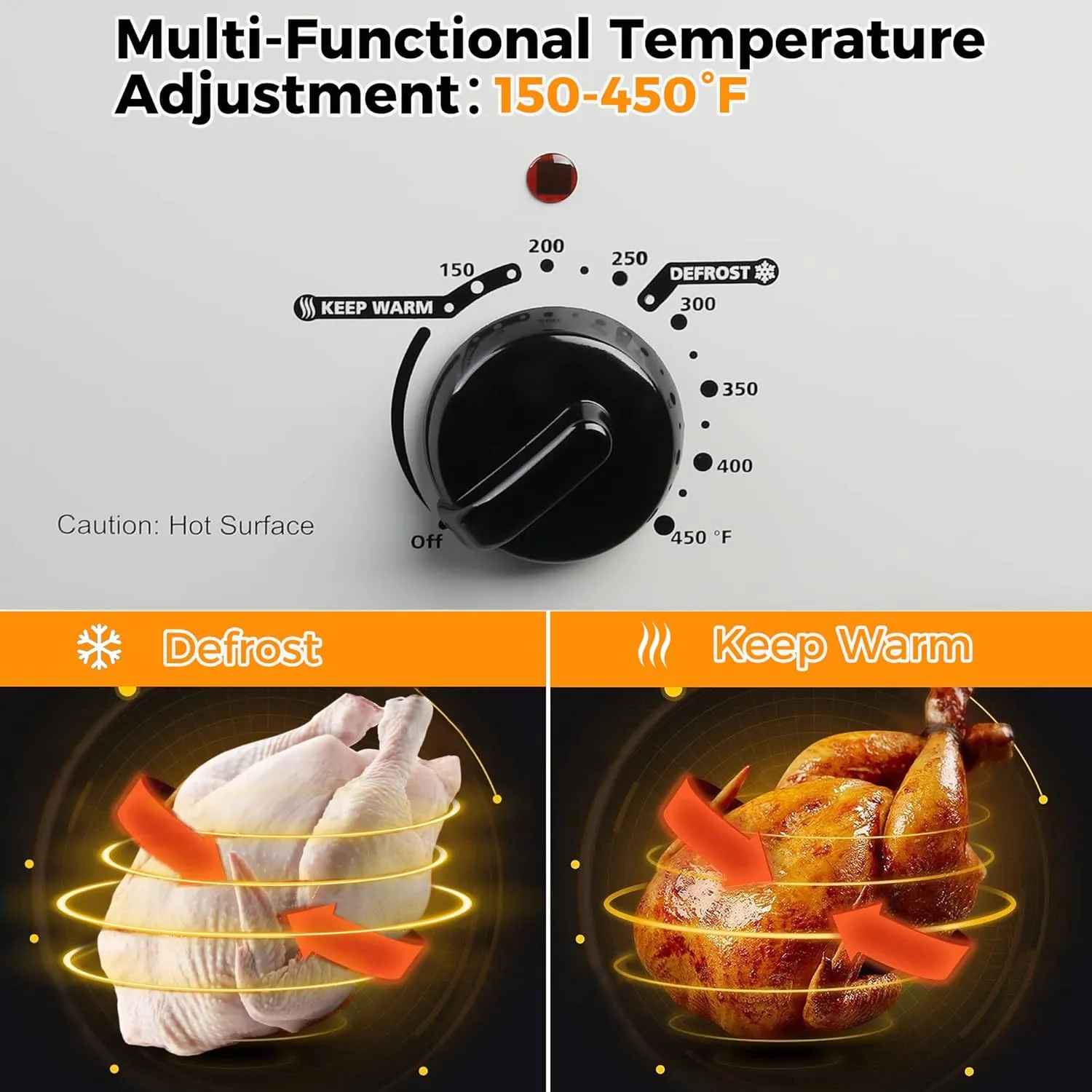 Roaster Oven 26Qt, Multifunctional Electric Roaster Oven for Turkey Meats Bread Soup Sauce, Fast-Cooking Turkey Roaster with Self-Basting Lid, Removable Pan and Rack, Stainless Steel