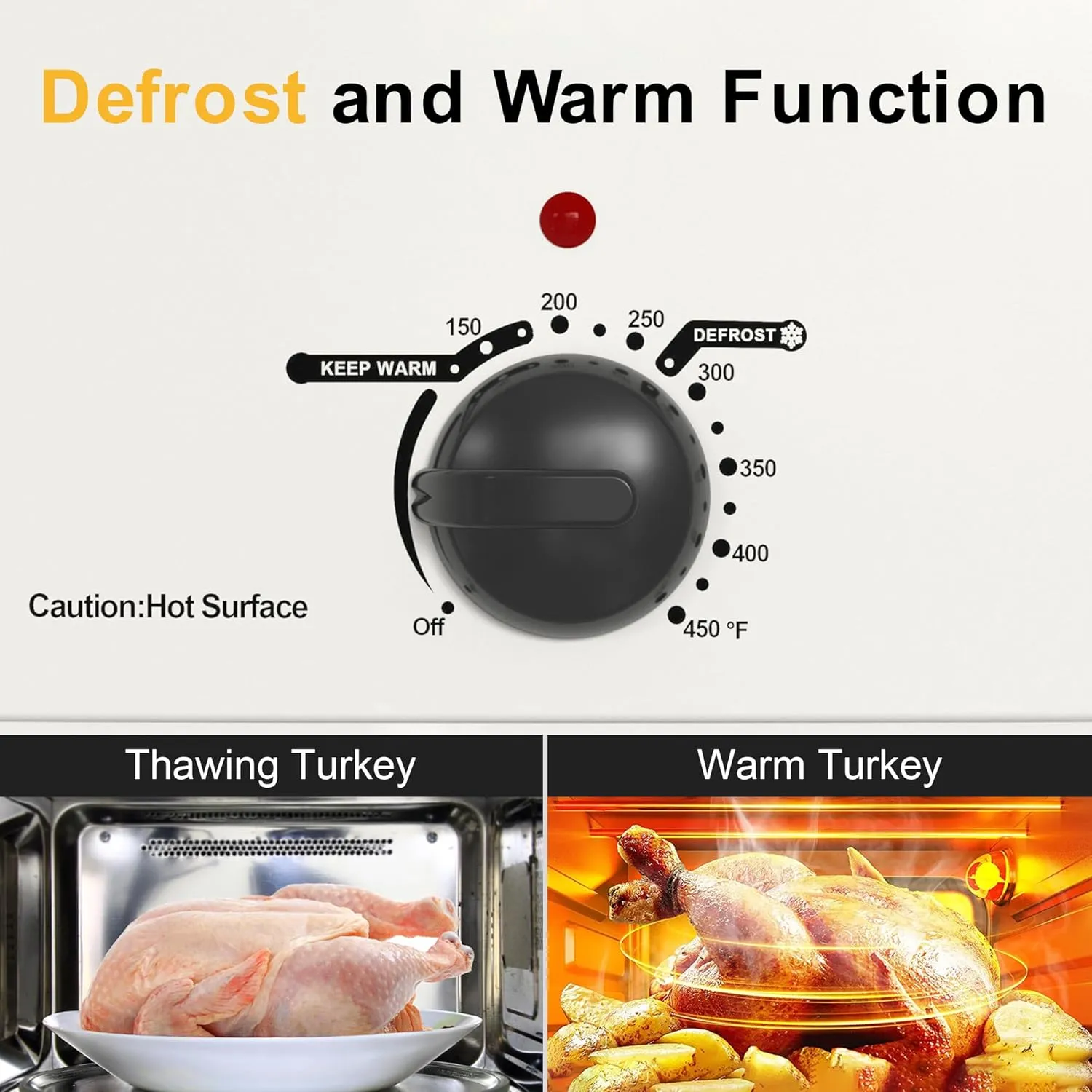 Roaster Oven, Electric Roaster Oven 26 Quart with Viewing & Self-Basting Lid, Turkey Roaster with Defrost & Warm Function, Large Electric Roaster Pan with Removable Pan & Rack, Stainless Steel, White