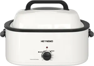Roaster Oven, Electric Roaster Oven 26 Quart with Viewing & Self-Basting Lid, Turkey Roaster with Defrost & Warm Function, Large Electric Roaster Pan with Removable Pan & Rack, Stainless Steel, White