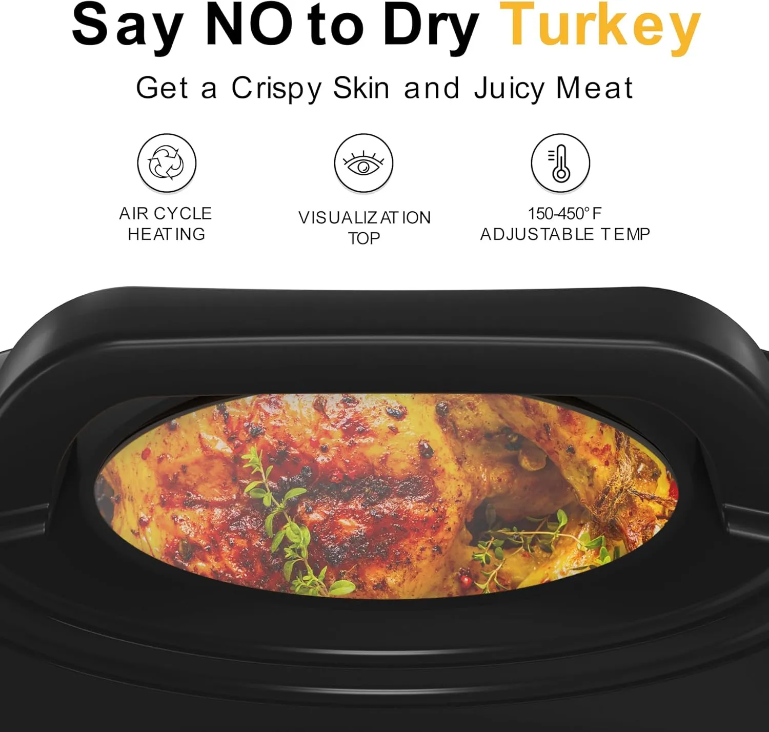 Roaster Oven, Electric Roaster Oven 26 Quart with Viewing & Self-Basting Lid, Turkey Roaster with Defrost & Warm Function, Large Electric Roaster Pan with Removable Pan & Rack, Stainless Steel, White