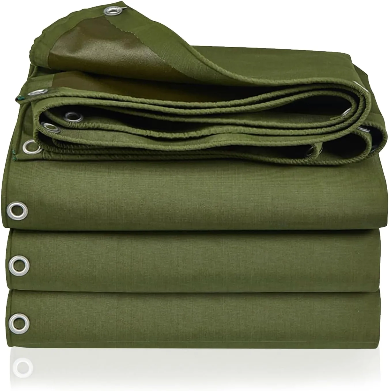 Rocutus Canvas Tarp, Heavy Duty Waterproof & UV Resistant Green Canvas Tarps, Eco-Friendly Silicone Coated, Reinforced Edges & Grommets for Pool, Boat, Outdoor Use (9.8 x 16.4 ft)