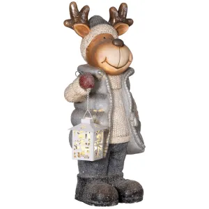 Rootz Christmas Elk Lantern - LED Light Decoration - Battery Operated - Multicolored - 25.5cm x 19.5cm x 52cm