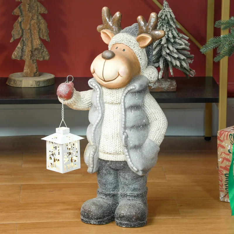 Rootz Christmas Elk Lantern - LED Light Decoration - Battery Operated - Multicolored - 25.5cm x 19.5cm x 52cm