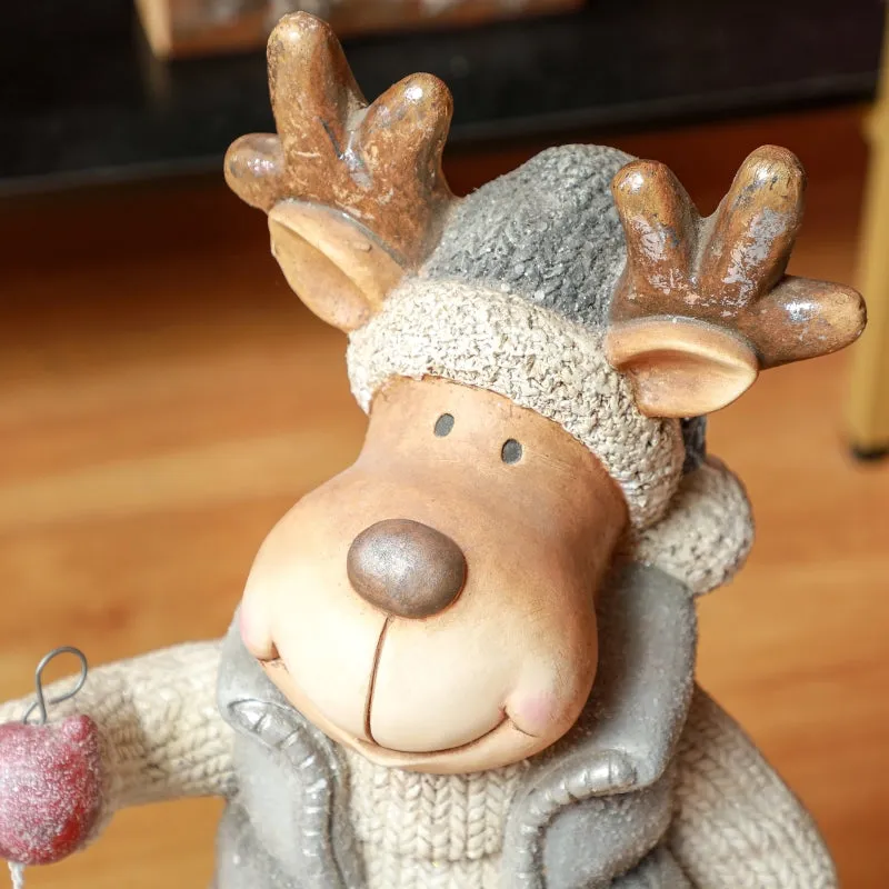 Rootz Christmas Elk Lantern - LED Light Decoration - Battery Operated - Multicolored - 25.5cm x 19.5cm x 52cm
