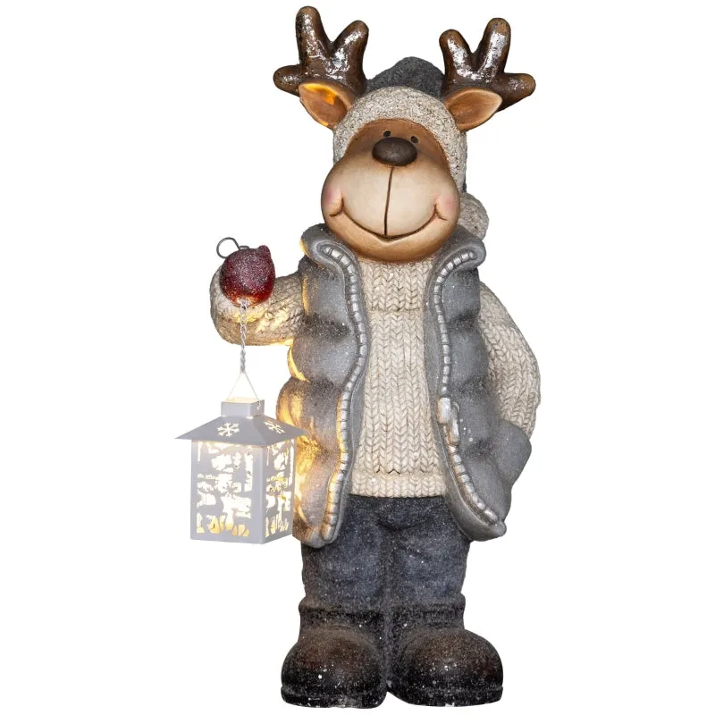 Rootz Christmas Elk Lantern - LED Light Decoration - Battery Operated - Multicolored - 25.5cm x 19.5cm x 52cm