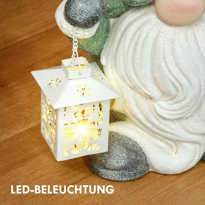 Rootz Christmas Gnome Statue with Lantern - LED Christmas Decoration - Festive Decor - Battery Operated - Custom-Fit Foam - 28cm x 21cm x 42cm
