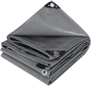 Rootz Waterproof PVC Tarpaulin - Heavy Duty Tarp - Weatherproof Tarpaulin - UV Resistant - 500 GSM - Tear Resistant - 50cm Eyelets - 500g/m² - 1x Size - 15mm Eyelets - 27mm OD - 30°C to 60°C