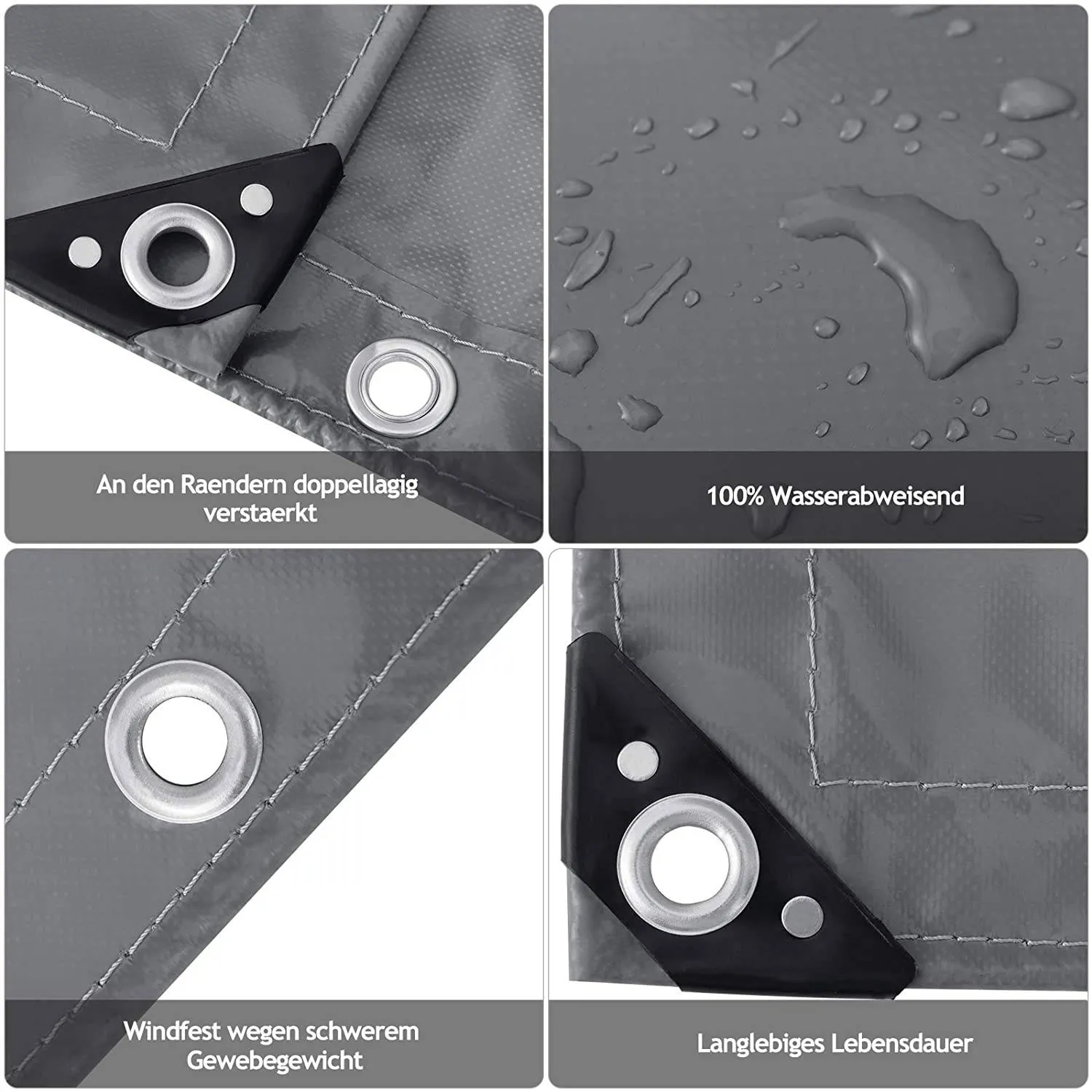 Rootz Waterproof PVC Tarpaulin - Heavy Duty Tarp - Weatherproof Tarpaulin - UV Resistant - 500 GSM - Tear Resistant - 50cm Eyelets - 500g/m² - 1x Size - 15mm Eyelets - 27mm OD - 30°C to 60°C