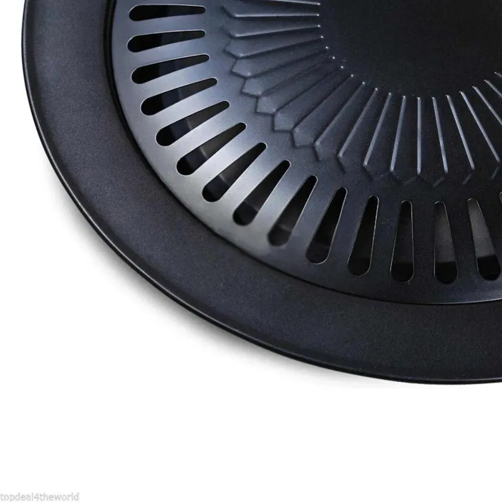 Round Nonstick Iron BBQ Pan Roasted Chicken Barbecue Plate Pans Tray Holder Home Kitchen Outdoor Camping Cooking Tools Cookware