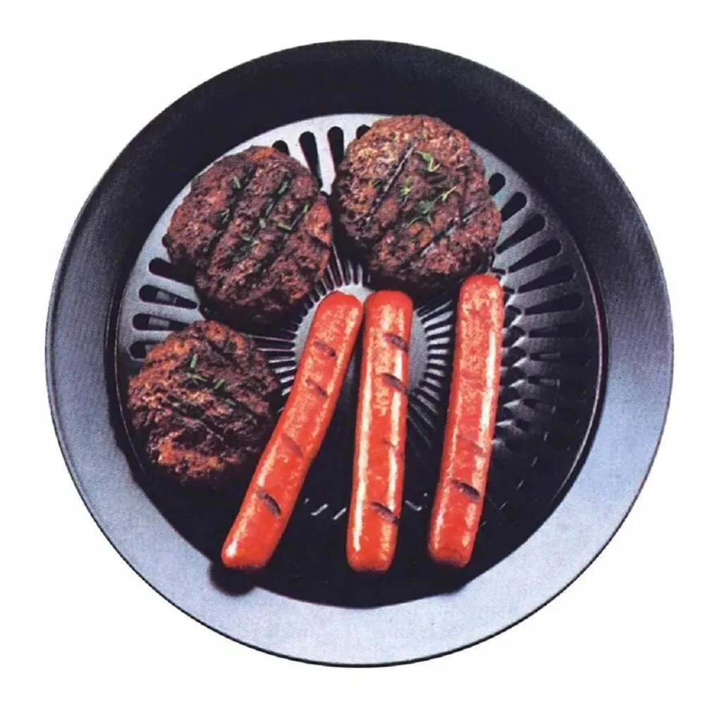 Round Nonstick Iron BBQ Pan Roasted Chicken Barbecue Plate Pans Tray Holder Home Kitchen Outdoor Camping Cooking Tools Cookware