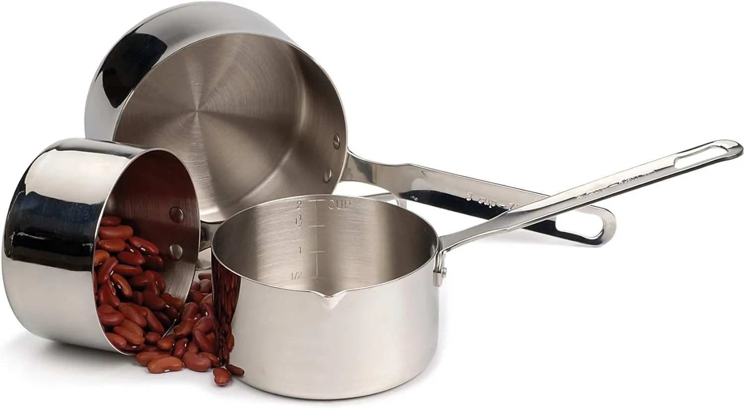 RSVP International Endurance Stainless Steel Measuring Pan Scoop, 2 Cups | Dry or Liquid | Baking or Cooking | Perfect for Feeding Pets, Cat Dog Food, Bird Seed, etc. | Dishwasher Safe