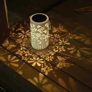 Rynx | Contemporary creative solar-powered waterproof iron cylinder lantern butterfly peony flowers shading LED outdoor lighting landscape lighting for the garden