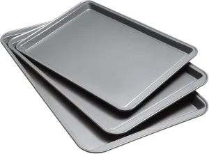 Rynx | goodcook Steel Nonstick Bakeware, 3 Piece Cookie Sheet Set, multicolor