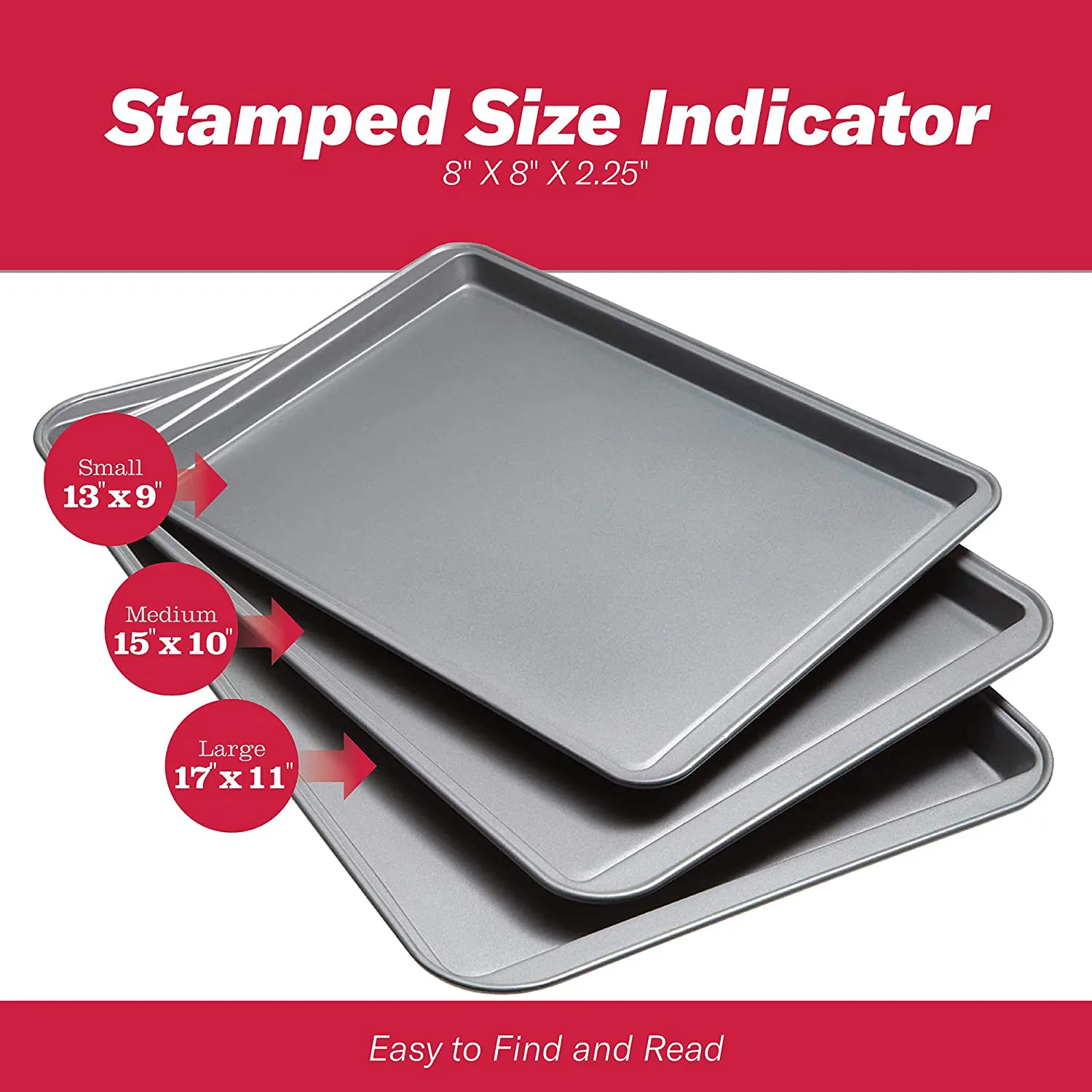 Rynx | goodcook Steel Nonstick Bakeware, 3 Piece Cookie Sheet Set, multicolor