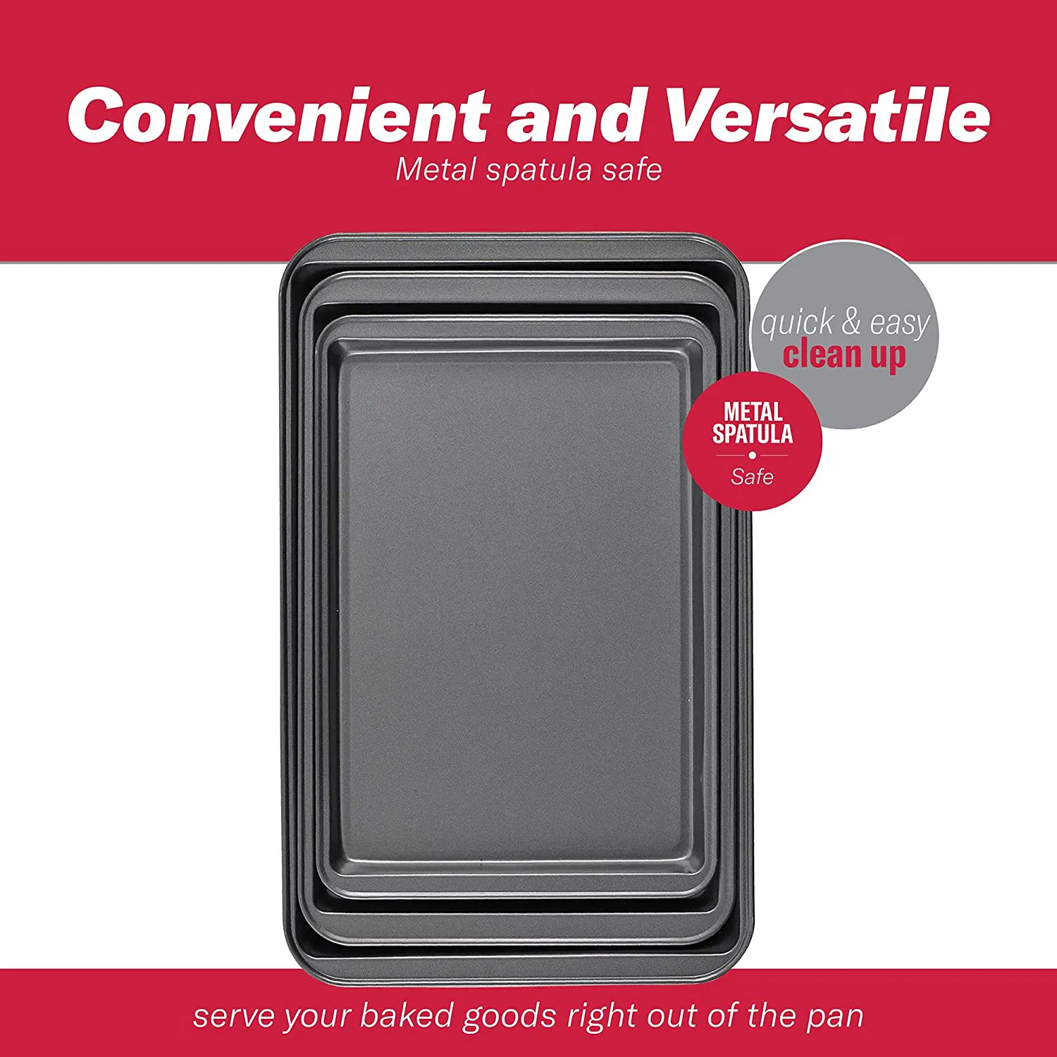 Rynx | goodcook Steel Nonstick Bakeware, 3 Piece Cookie Sheet Set, multicolor