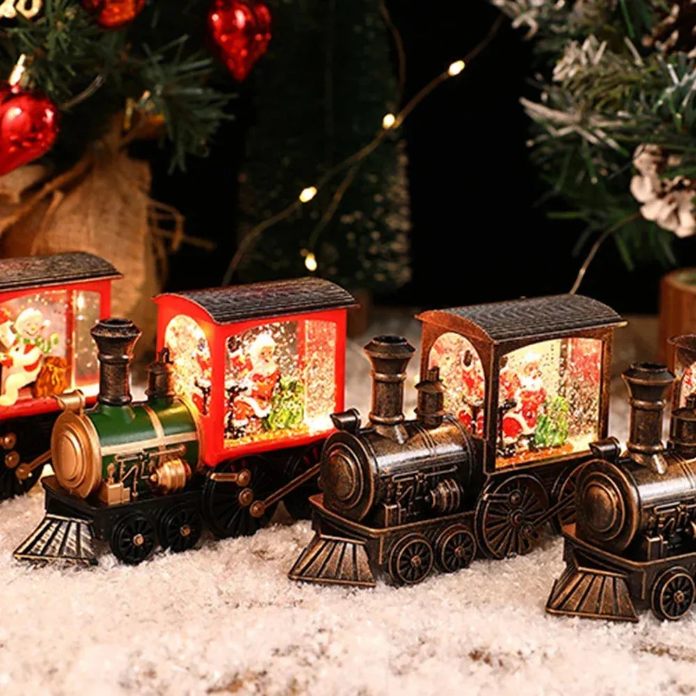Santa Claus Snowman Christmas Gift Christmas Eve Box Battery Operated Train Crystal Ball Ornaments Table Home Decoration Gifts