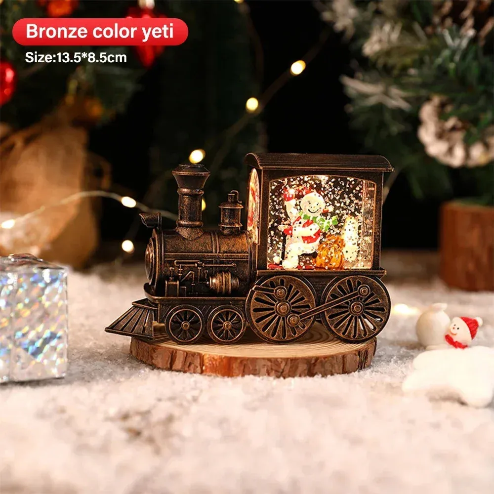 Santa Claus Snowman Christmas Gift Christmas Eve Box Battery Operated Train Crystal Ball Ornaments Table Home Decoration Gifts