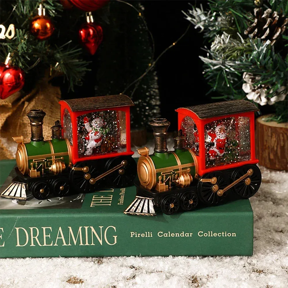 Santa Claus Snowman Christmas Gift Christmas Eve Box Battery Operated Train Crystal Ball Ornaments Table Home Decoration Gifts