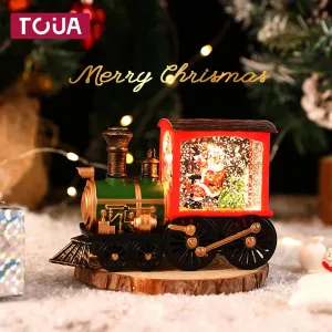 Santa Claus Snowman Christmas Gift Christmas Eve Box Battery Operated Train Crystal Ball Ornaments Table Home Decoration Gifts