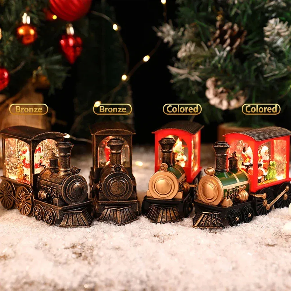 Santa Claus Snowman Christmas Gift Christmas Eve Box Battery Operated Train Crystal Ball Ornaments Table Home Decoration Gifts