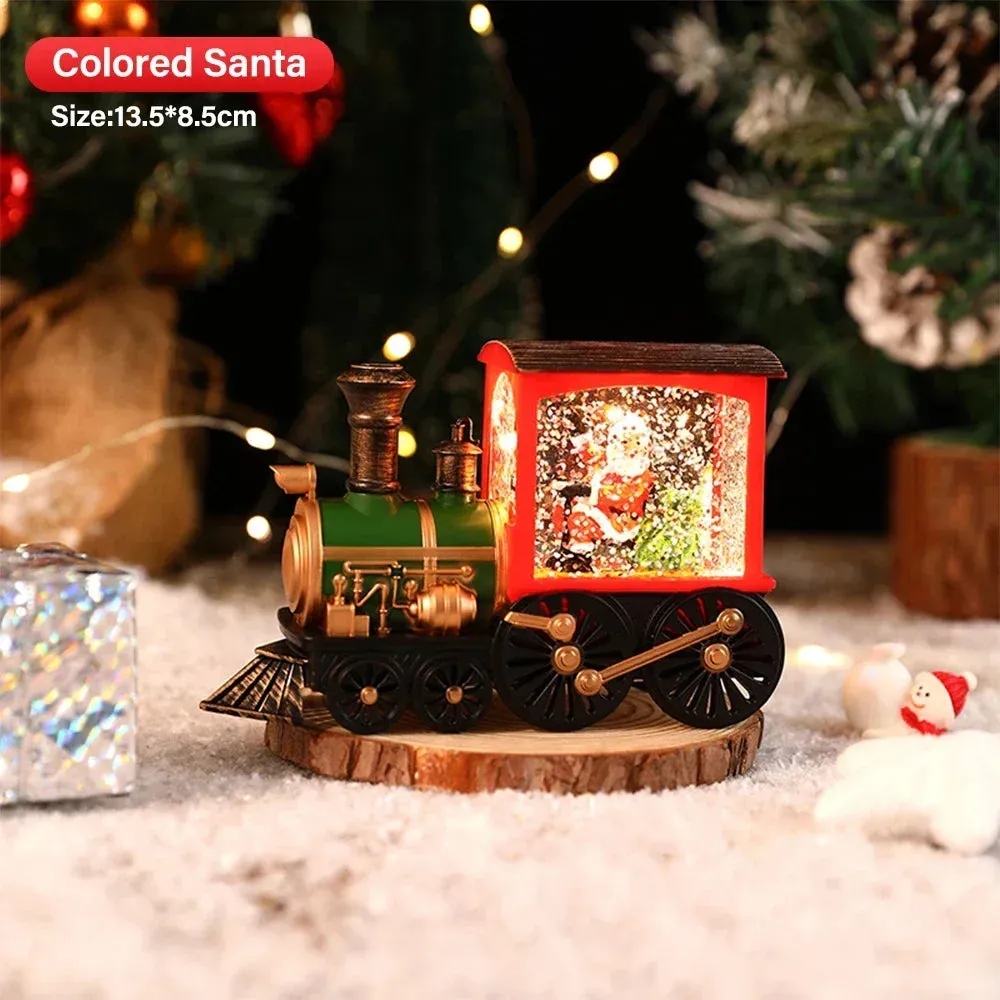 Santa Claus Snowman Christmas Gift Christmas Eve Box Battery Operated Train Crystal Ball Ornaments Table Home Decoration Gifts