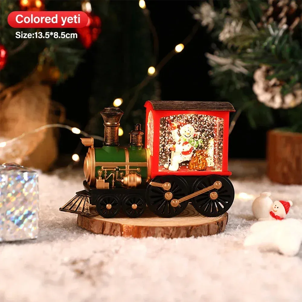 Santa Claus Snowman Christmas Gift Christmas Eve Box Battery Operated Train Crystal Ball Ornaments Table Home Decoration Gifts