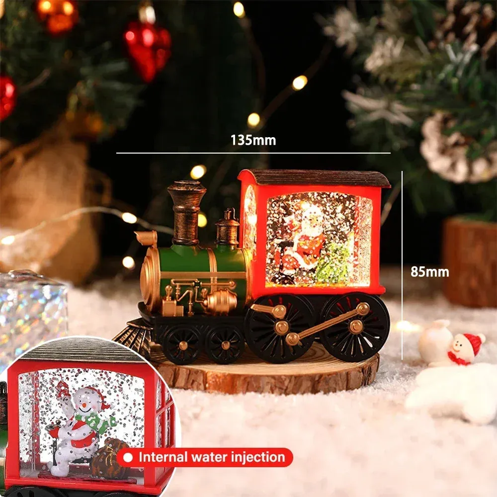 Santa Claus Snowman Christmas Gift Christmas Eve Box Battery Operated Train Crystal Ball Ornaments Table Home Decoration Gifts