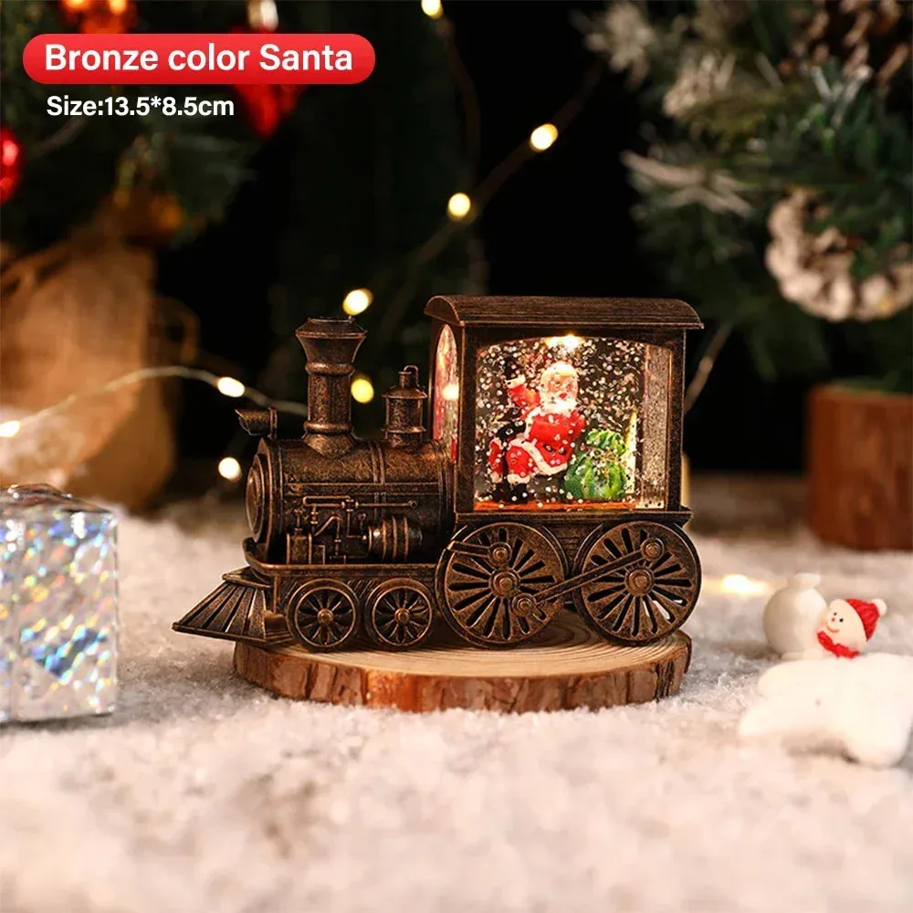Santa Claus Snowman Christmas Gift Christmas Eve Box Battery Operated Train Crystal Ball Ornaments Table Home Decoration Gifts