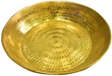 SATISFACTORY Nation 16 Inches Parat Dough Maker Brass Parant Kitchen untensil Dough Mixer Dough Kneader Golden Colour Pie Pan