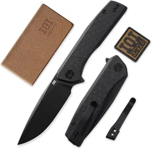 Scout I20332 Tactical Folding Pocket Knife for Men, D2 Black Titanium PVD Blade 3.62", EDC Knife with Custom Left-Side Clip, Ideal for Camping, Work, Daily Carry, Outdoor Utility, Premium Gift Use