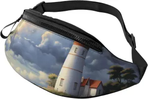 Sea Lighthouse Sandbeach Fanny Pack for Man Women Waist Bag Adjustable Belt Casual Chest Bag Bum Bags for Travel Sports Running Hiking Waist Packs