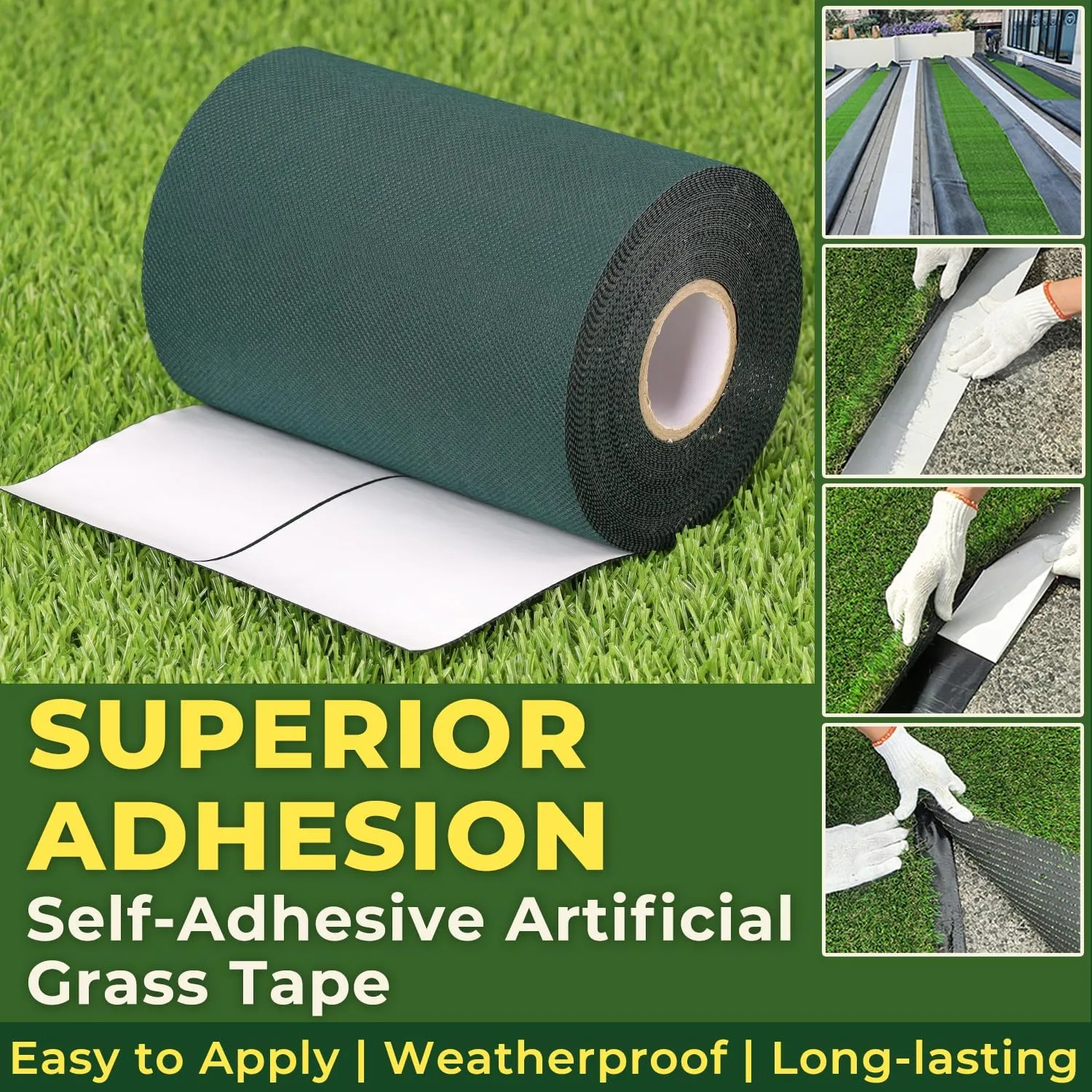 Self Adhesive Turf Seam Tape for Artificial Grass and Synthetic Turf Durable Joining 6" x 65.6'