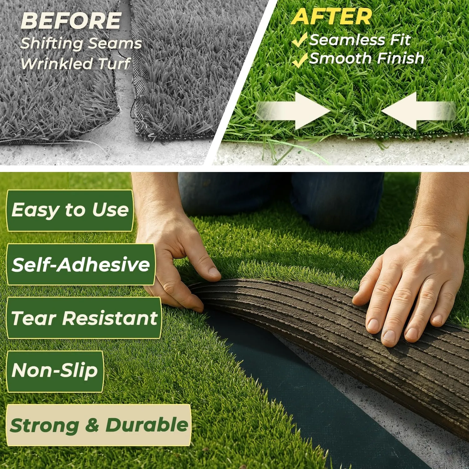 Self Adhesive Turf Seam Tape for Artificial Grass and Synthetic Turf Durable Joining 6" x 65.6'