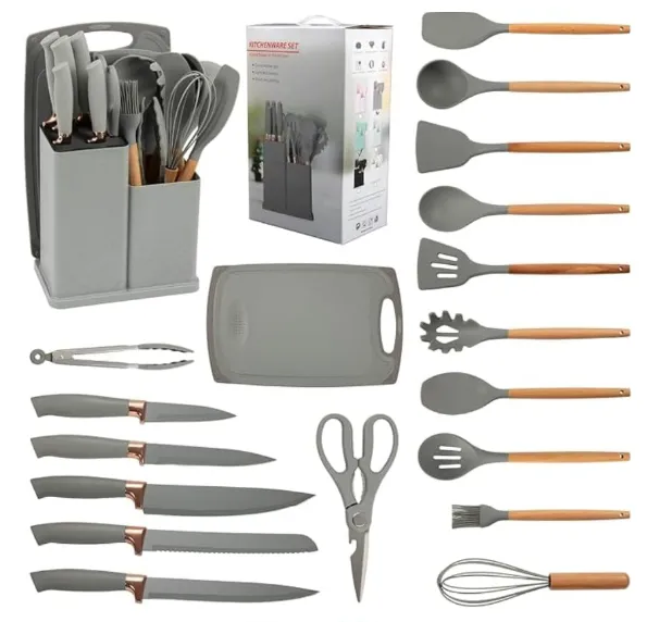Silicone Kitchenware & Stainless Steel Knife Set