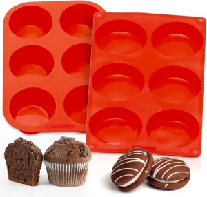 Silicone Texas Muffin Pans (Standard-6-Cup-Jumbo-6-Cup-2PC)