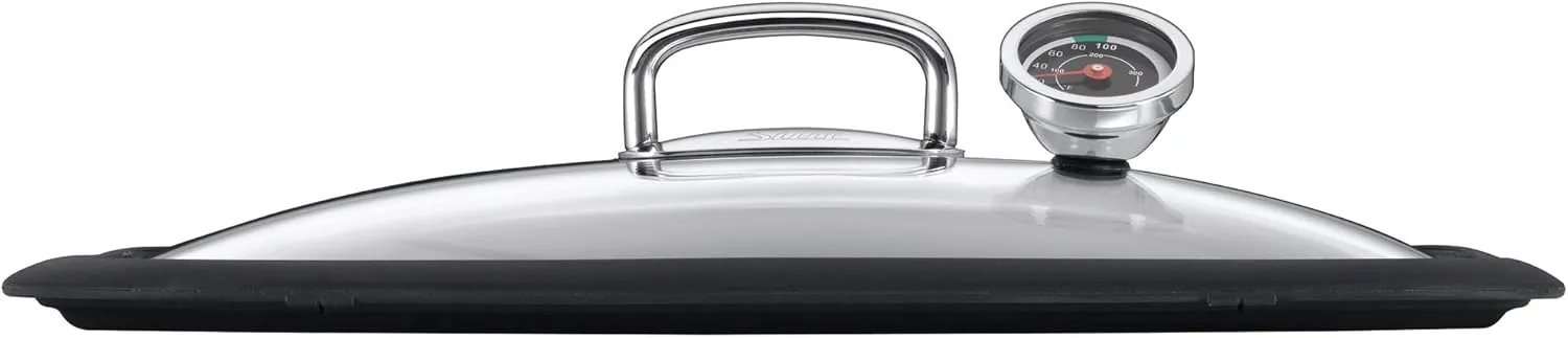 Silit 2136266112 Ecompact with Silicone Edge and Thermometer Silargan Functional Ceramic Steam Cooker, Black, 35.6 x 18.4 x 33.3 cm, 6.7 Litre