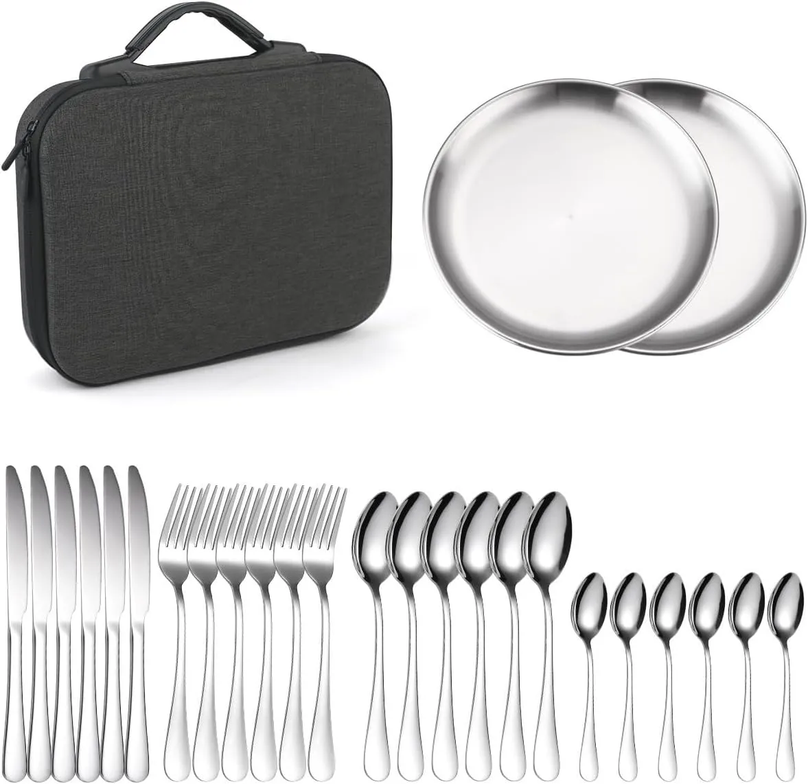 Silverware Flatware Cutlery Set, 26-piece Outdoor Camping Picnic Portable Stainless Steel Tableware Set Creative Travel Storage Meal Knife, Fork And Spoon