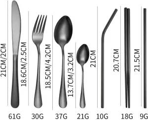 Silverware Flatware Set, 8/32/48/64/80/96 Piece Stainless Steel Portable Tableware Set Outdoor Picnic Knife, Fork, Spoon, Chopsticks And Straws 8-piece Set Family Dinner Storage Bag(Rose Go