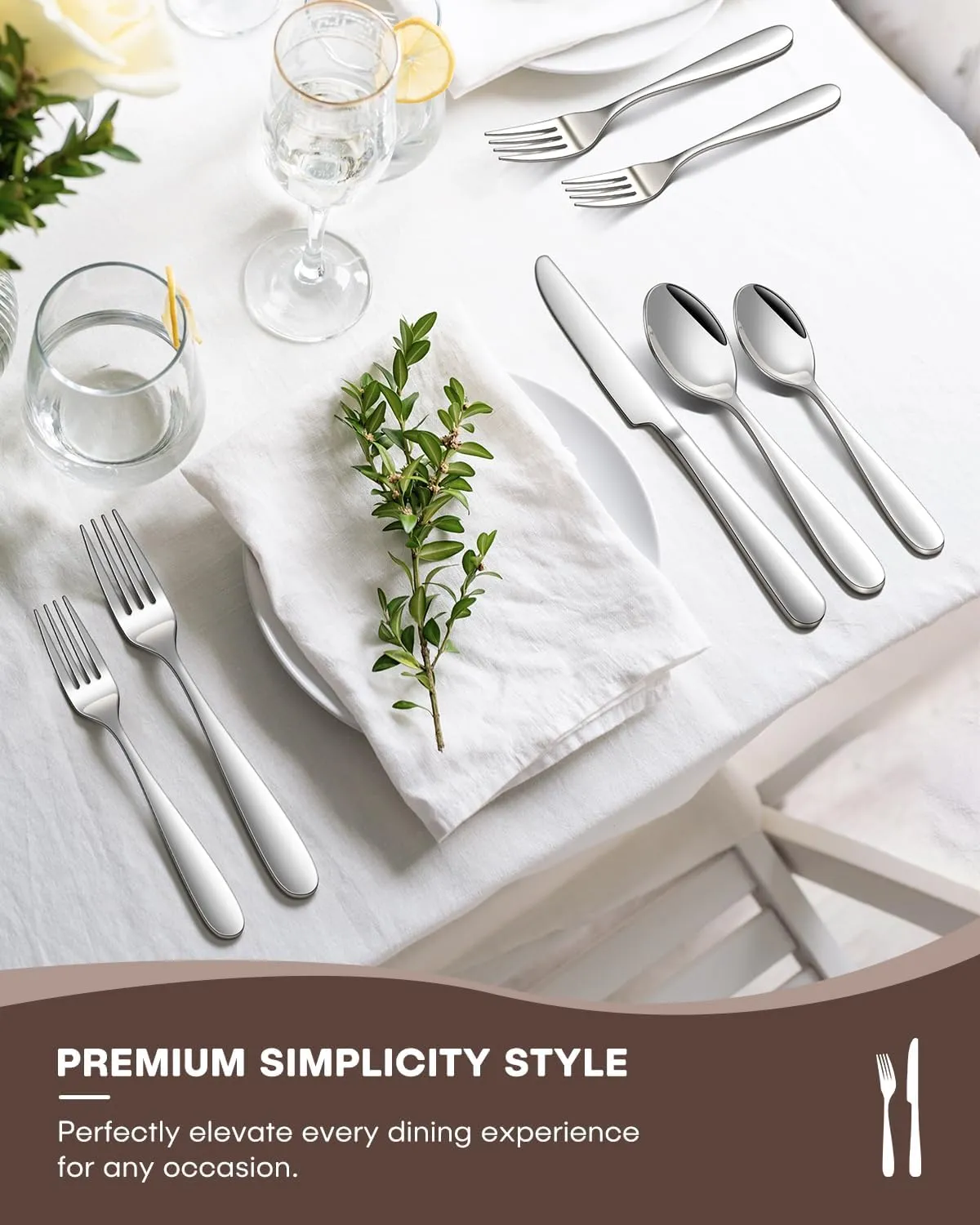 Silverware Set, 40PCS Premium Stainless Steel Flatware Set Service for 8 with Spoon Fork Knife Utensil Set for Dairy Kitchen Use Dinning Cutlery Tableware Set Mirror Polished, Dishwasher Safe