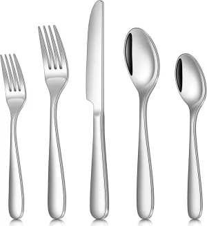Silverware Set, 40PCS Premium Stainless Steel Flatware Set Service for 8 with Spoon Fork Knife Utensil Set for Dairy Kitchen Use Dinning Cutlery Tableware Set Mirror Polished, Dishwasher Safe