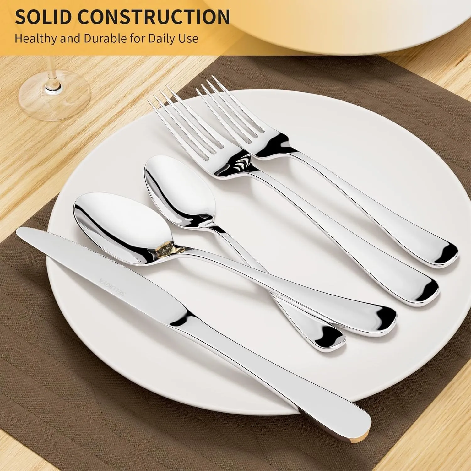 Silverware Set for 6, 30 Pieces Heavy Duty Stainless Steel Flatware Set, Mirror Polished Cutlery Utensil Set, Dinner Fork Knife Spoon Eating Tableware Set for Home, Dishwasher Safe, Silver