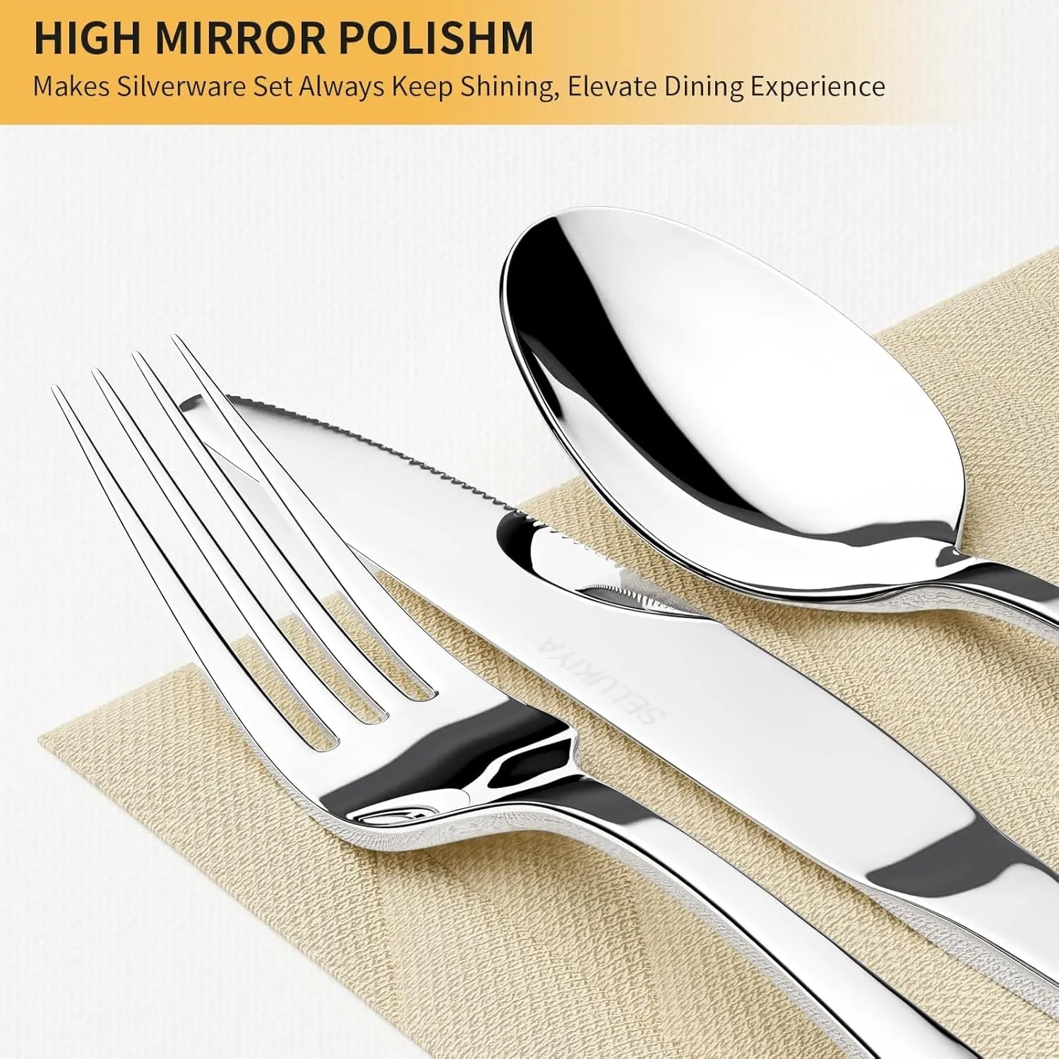 Silverware Set for 6, 30 Pieces Heavy Duty Stainless Steel Flatware Set, Mirror Polished Cutlery Utensil Set, Dinner Fork Knife Spoon Eating Tableware Set for Home, Dishwasher Safe, Silver