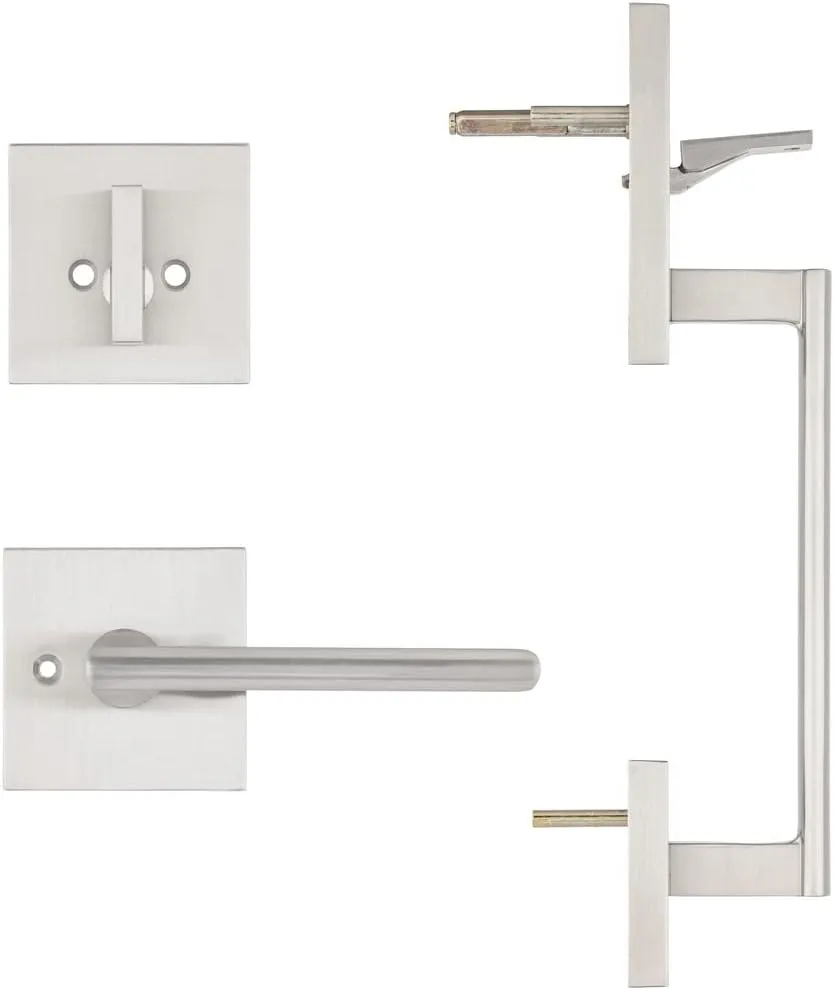 Single Door Handle Set with Single Cylinder Deadbolt, Rectangular Adjustable Entry Door Lock Set (Arch Lever, Brushed Nickel)
