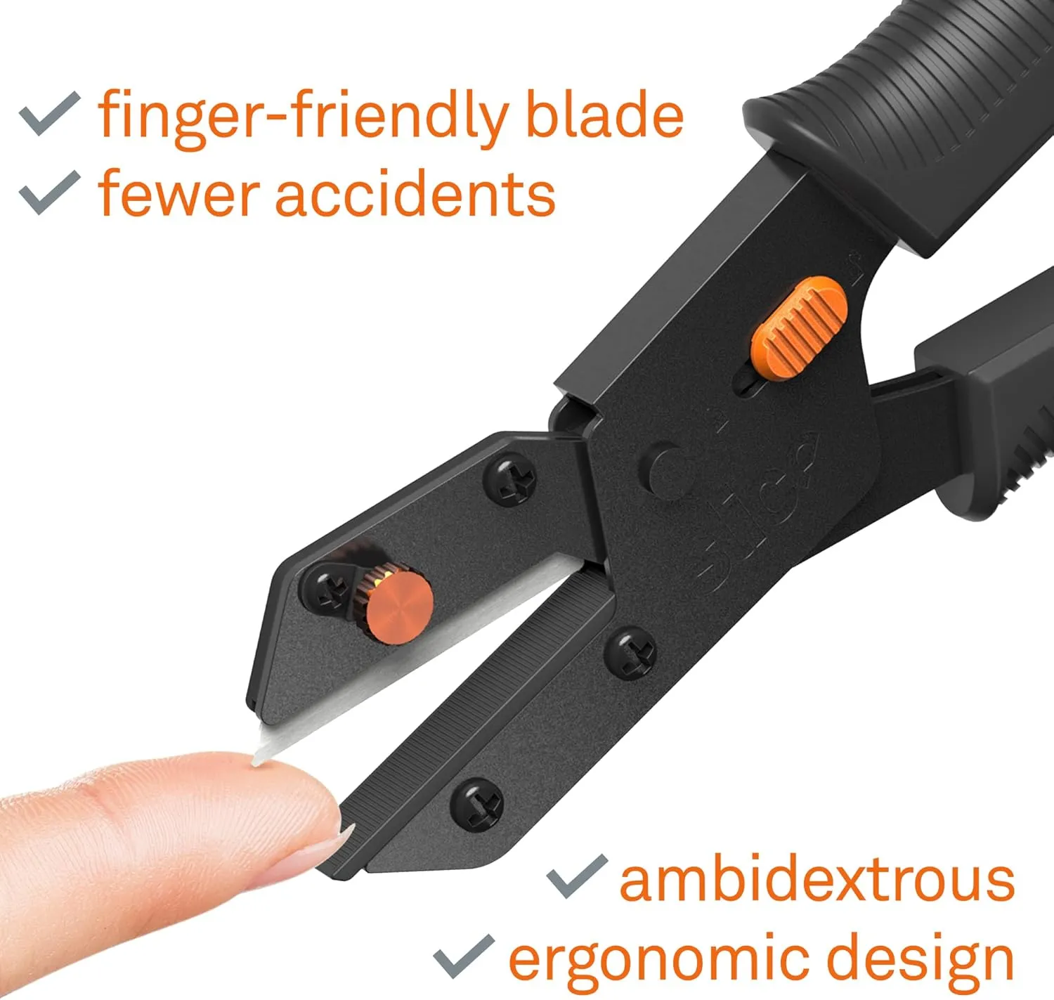 Slice 10479, Edge Cutter, Industrial Grade, Steel Handle, Soft Grips, Ceramic Blade, Finger Friendly, Lasts 11x as Long as Metal, Blade Storage