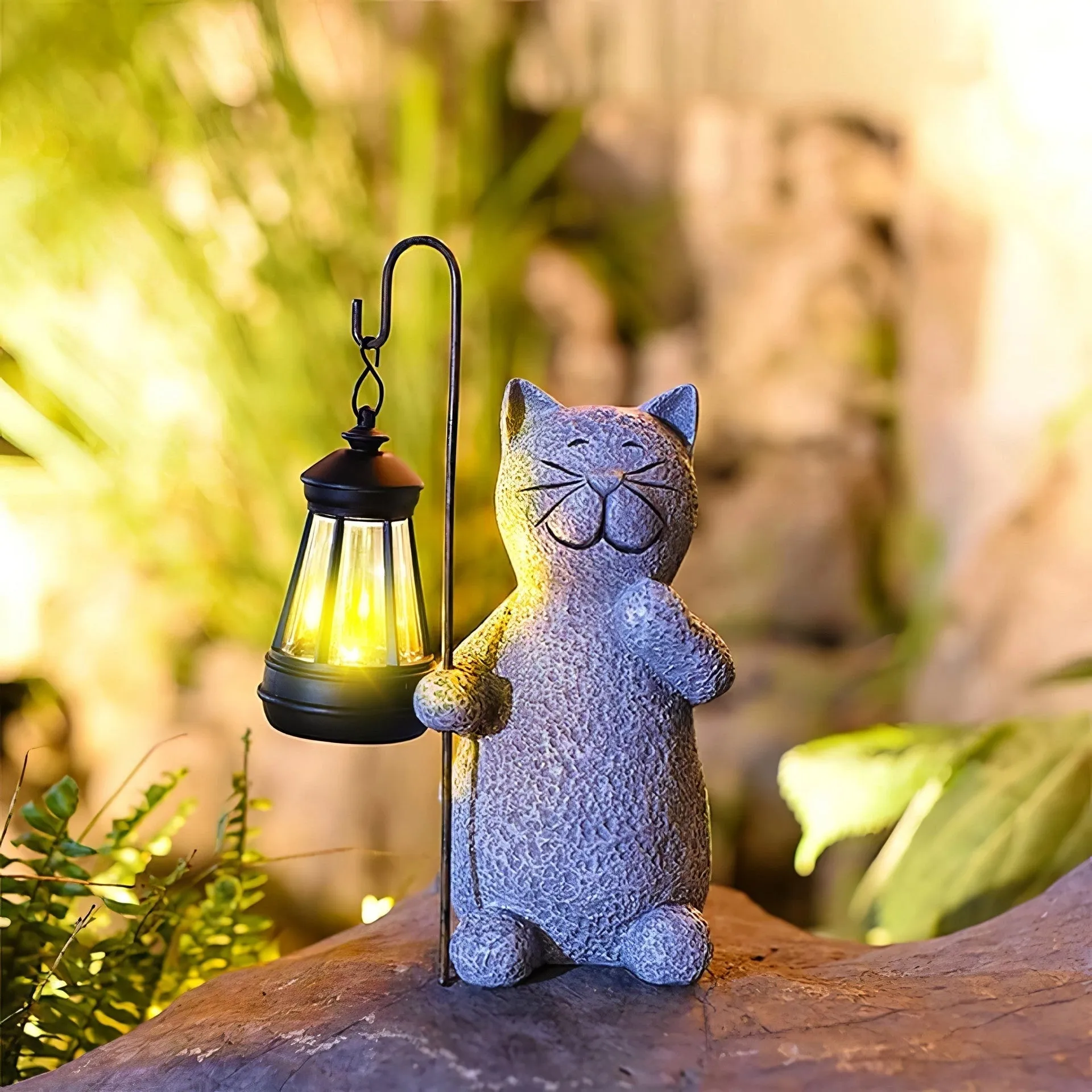 Solar Cat Lantern - Whimsical Cat Garden Light, Eco-Friendly Outdoor Decor